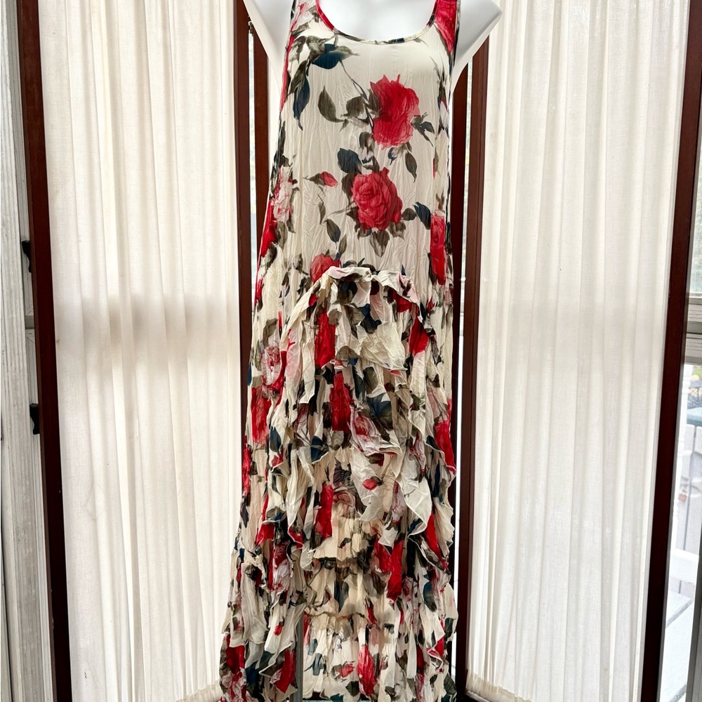 Cecico Rose Floral 3 Tier Ruffle Maxi Dress